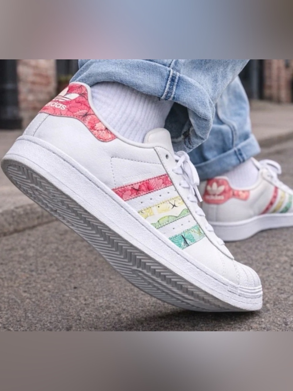 adidas FarmRio Superstars Limited Edition White Butterfly in Women’s Size 8.5